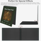 Fuxi Black Paper Sketchbook 9x12, 60 Sheets（90lb/150gsm） Hardcover Spiral Bound | Black Paper Notebook for Gel Pen, Colored Pencil, Artist Supplies for Adults, Teens & Students.