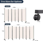 Room Divider Folding Privacy Screens with Lockable Wheels, 176'' Fabric Partition Room Dividers Freestanding Room Divider Panel for Room Separation, Wall Divider for Home Office Bedroom Studio Decor