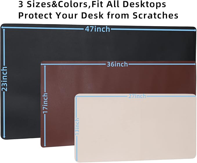 Wolaile Desk Blotter Pad,36x17 inch PU Leather Computer Mouse Mat,Non-Slip Waterproof Writing Desktop Protector for Office Home,Large,Beige White