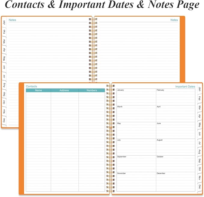 2026 Planner - Planner 2026 from January 2026 to December 2026 with 12 Monthly Tabs, Flexible Cover, Inner Pocket, 8.5" x 11", Orange-A