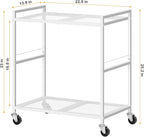 OYEAL Computer Tower Stand, PC Tower Stand Metal Rolling Cart Holds up to 40lbs, 2 Tier Mobile Printer Stand with Storage Under Desk for Home & Office, White