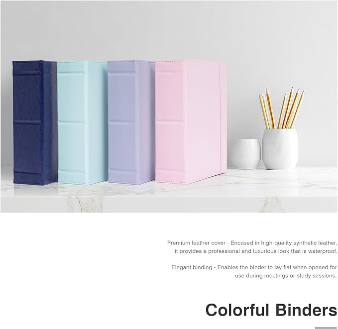 Ospelelf Leather Mini Binder Vintage Hardcover 2 Inch Rings, Professional Small 3 Ring Binders Organizer Suitable for 5.5" x 8.5" Documents, Binder Dividers with Tabs, Pink