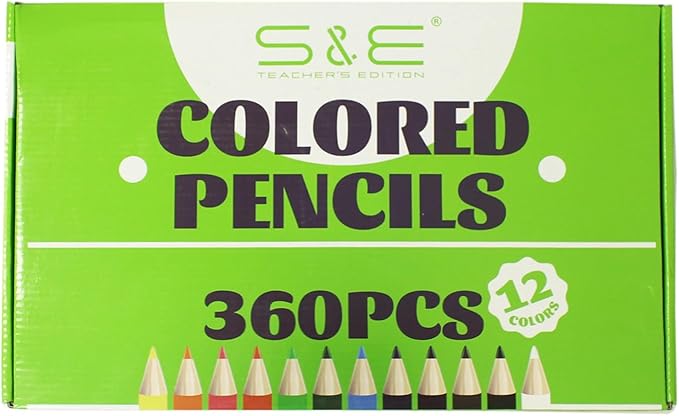 S & E TEACHER'S EDITION Colored Pencils 360Pcs,Coloring Pencils Set Drawing Pencils for Sketch, Woodcase Lead Pencils, Wooden Colored Pencils, Back to school Christmas Gifts