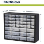 Akro-Mils 44-Drawer Plastic Drawer Storage Cabinet for Garage Organization, Bead Organizer, Building Bricks Storage, Teacher Toolbox, Makeup Organizer, 20-Inch W x 6-Inch D x 16-Inch H, 10144 Red