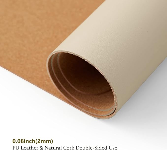 Cork Desk Mat - Dual-Sided Desk Pad for Office and Home - Desk Organization and Accessories - Ideal for Large Mouse Pad and Desk Mats on Top of Desks(Beige,31.5"x 15.7")
