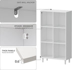 Chyanmoo Wood Cube Storage Organizer White Bookshelf - 3-Tier Freestanding Storage Cabinet with Legs for Home Office, 6-Cubes Open Shelf