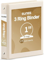 SUNEE 3 Ring Binder 1 Inch 1 Pack, Clear View Binder Three Ring PVC-Free (Fit 8.5x11 Inches) for School or Office Supplies, Gray-Brown