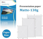 Uinkit 100 Sheets Matte Presentation tabloid paper 11x17 matte Double Sided 37lb Brochure Photo Paper 6.5Mil for laser and Inkjet Printers