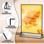 PPH-Sisy Acrylic Sign Holder 8.5X11 Clear Sign Holder,Double Sided Flyer Holder, Table Menu Holder Display Stand for Wedding Table Number Black (6pcs)