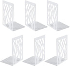 MSDADA Bookends, Book Ends for Shelves, Bookends for Office, Book Ends for Heavy Books, Book Shelf Holder Stand Home Decorative，Metal Bookend Supports, Book Stoppers, White(3 Pairs)
