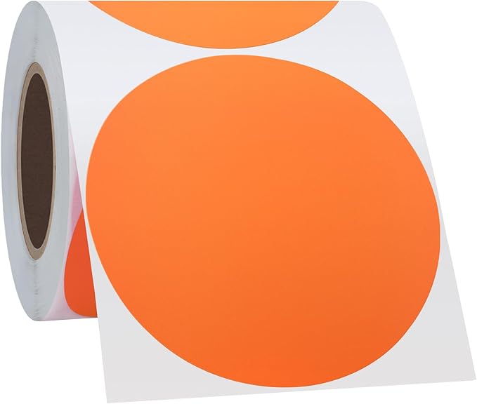 Hybsk Round Color Coding Circle Dots Labels Warehouse Inventory Organizer Stickers (3 inch, Fluorescent Orange)