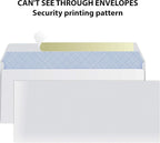 #10 Envelopes Letter Size Self Seal | 1,050 Business Mailing Security Peel and Sealing Envelope | 100% Tinted | no 10 White Windowless Legal Regular Plain Envelops Pack | 4-1/8 x 9-1/2 Inches | 24 LB
