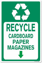 Locmorly Aluminum Sign Recycle Cardboard Paper Magazines Sign, 8x12 Inch, Metal Recycle Signs Decorative for Indoor or Outdoor