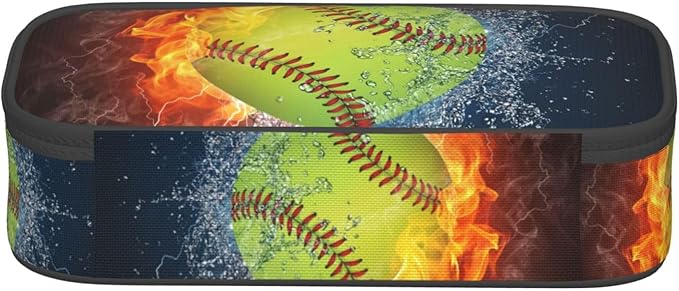 Softball Ball Pencil Case Big Capacity Storage Pencil Pouch Stationery Bags With Zipper Portable Pen Holder Box Organizer For Boys Girls Teens Student College School Office Supplies