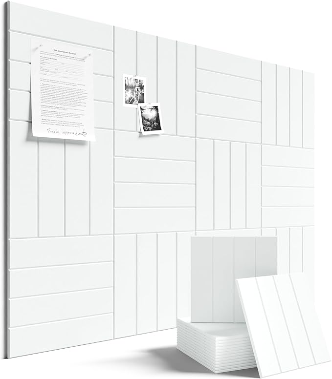 Large Felt Bulletin Board 48" x 36" Cork Board Alternative-12 Pack with 70 Safe Removable Adhesive Tabs, Cork Boards for Walls for Home Office Classroom Pin Board-Cold White