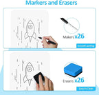 Dry Erase LapBoards, PANDRI 26 Pack Double Sided 12.5 x 9 Inch Whiteboards with 26 Erasers and 26 Markers, Dry Erase Boards for Students Classroom Teacher Supplies