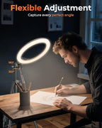 Sensyne 10'' Ring Light with 50'' Extendable Tripod Stand, LED Circle Lights with Phone Holder for Live Stream/Makeup/YouTube Video/TikTok, Compatible with All Phones
