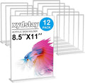 xydstay 12pack Acrylic Sign Holder 8.5 X 11, Vertical T Shape Clear Plastic Paper Sign Holder, Menu Holder Display Stand, FLyer Table Sign Holder for Restaurant, Office, School, Store and Home Use