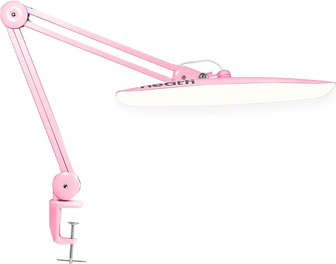 Neatfi XL 2,200 Lumens LED Task Lamp, 20W, 182 Pcs SMD LED, Dimmable, 4 Level Brightness, 3 Light Modes, Desk Light for Home, Office, Workbench (CCT, Pink)