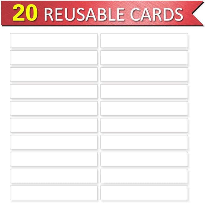 Blue Tabletop Desktop Pocket Chart with Bonus 20X Dry Erase Cards. Double Sided and Self-Standing (13” X 12”)