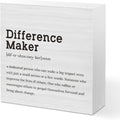 Difference Maker Definition Home Office Decor Wooden Box Sign Motivational Farmhouse Decorative Positive Office Desk Accessories Wood Plaque Affirmations Wood Table Sign for TV Cabinet Shelf
