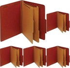 Pendaflex Recycled Classification File Folders, 2 Dividers, 2" Embedded Fasteners, 2/5 Tab Cut, Letter Size, Red (24075R), Specialty, Box of 10 (Pack of 5)