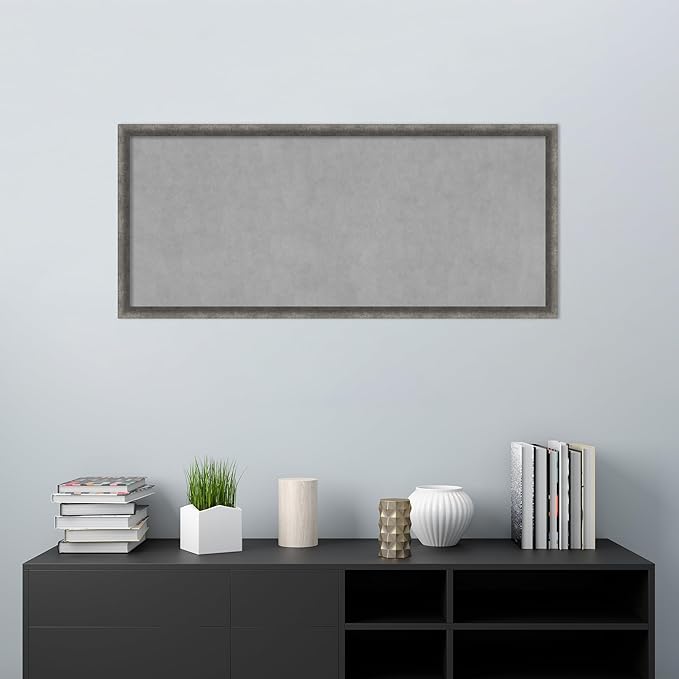 Amanti Art Grey Framed Magnetic Board 22x50 Oversize Vision Board for use with Magnets, 100% Metal Sheet to Display Items as Office Decor or for Home Organization in mudroom, Kitchen or Kids Room