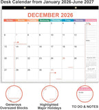 Desk Calendar 2026 - Calendar 2026-2027 from January 2026 to June 2027, 18 Months Calendar with Thick Paper for Office, Home, School Organizing, 14.5" X 11.5", Colorful