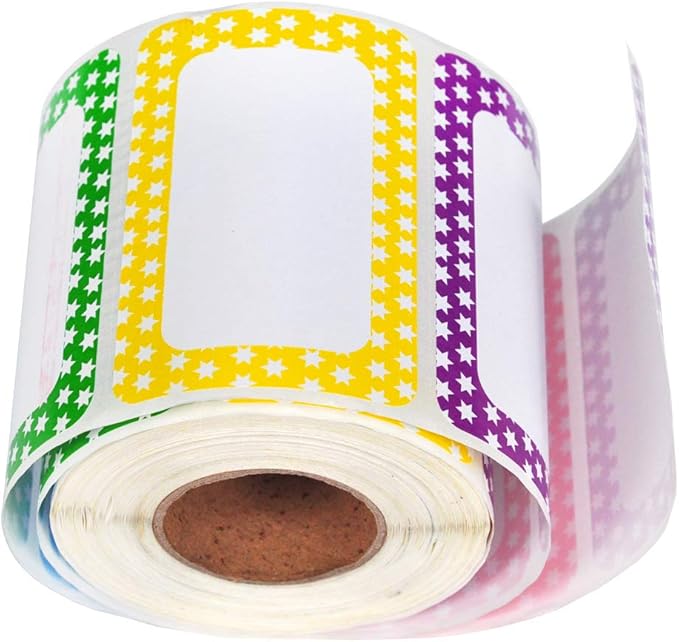 L LIKED 500 Stickers -3.5" x 2.25" Colors Plain Name tag Labels with Perforated Line for School Office Home (Star - 500 Labels)