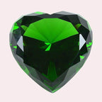 Zoogamo 3” /80 mm Dark Green Diamond Heart Shaped Glass Crystal Paperweight – Home Office Decor & Wedding Favors Decoration with Gift Box