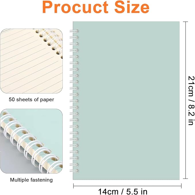 48 Pack A5 Spiral Notebooks College Ruled Spiral Notebooks Bulk Inches Lined Travel Writing Notebooks Journal Notepad for Office School Supplies, 50 Sheets 100 Pages, 8.3 x 5.5 Inches, Multicolor