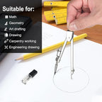 6 Sets Compass and Protractor Sets Student Basics Geometry Math Set Metal Compass and 6 Inch 180 Degree Protractors Geometry Graphing Drawing Tools For Office and School Supplies(clear)