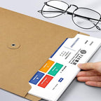 10pcs A4 Kraft Paper Envelopes Portfolio Foolscap File Folders Document Folder with String Fastener Closure Wallet Pockets File Bags Storage Pouch Paperwork Organizer Bag for Office School Home