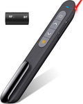 Presentation Clicker Compatible with Bluetooth and RF 2.4GHz Dual Modes Red Light, Wireless Presenter Remote Control for Powerpoint Presentations Pointer Slide Clicker for Mac Computer Powered by AAA