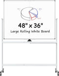 MaxGear Rolling Whiteboard on Wheels, 48" x 36" Large Magnetic Dry Erase Board with Stand, 4' x 3' Mobile Whiteboard with Aluminium Frame and Magnetic Surface for Office, School