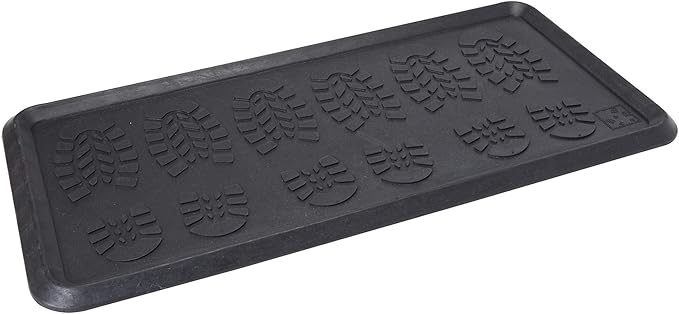Envelor Rubber Boot Tray for Entryway Indoor Shoe Trays for Mudroom Wet Shoe Mat Tray Multiuse Rubber Water Tray Mud Mat Winter Boot Mat Large Utility Tray, Footsteps, 32 x 16 Inch, 2 Pack