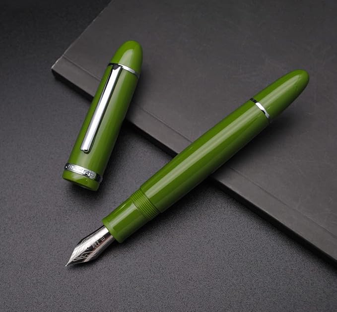 JINHAO X159 Fountain Pen (EF Nib 0.38mm, Avocado Green with Silvery Clip)