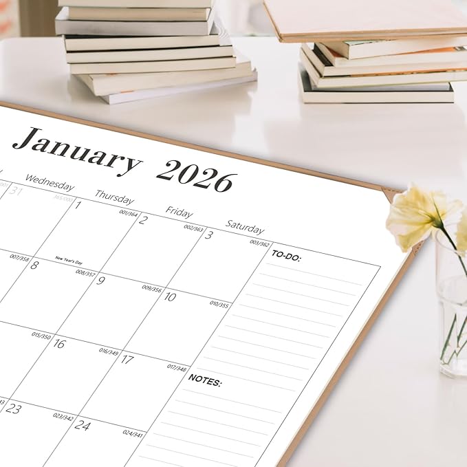 Desk Calendar 2026, January 2026 to June 2027, 18 Monthly Large Calendar 2026, 22" x 17" New Year Desktop Pad Calendar for Planning and Organizing In Your Family, School or Office - Apricot