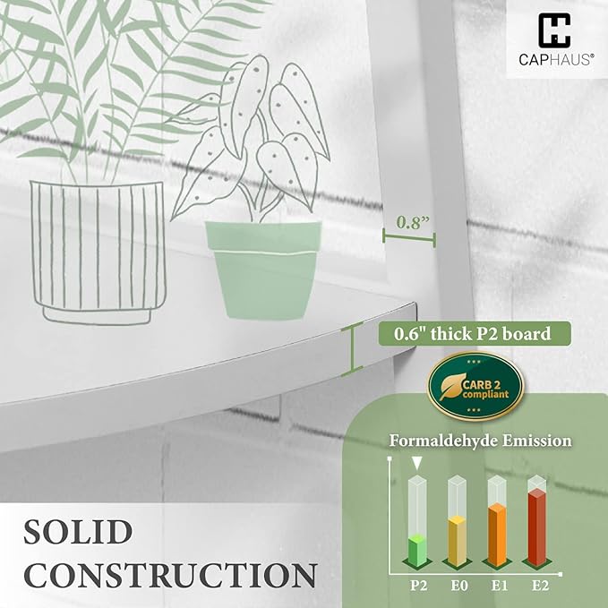 CAPHAUS Tall Corner Shelf Stand, 5-Tier Display Shelves, Ladder Corner Wood Storage Plant Bookshelf with Metal Frame, Versatile Shelving Unit Bookcase for Home Office Space, White