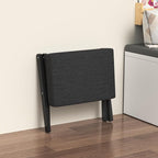 BAMBOOHOMIE Foldable Foot Stool Ottoman, Modern Foot Rest with Bamboo X Legs & Thick Foam Cushion, Folding Foot Stools Small Padded for Bedroom Living Room, Footstool for Chair Couch (Black - Black)