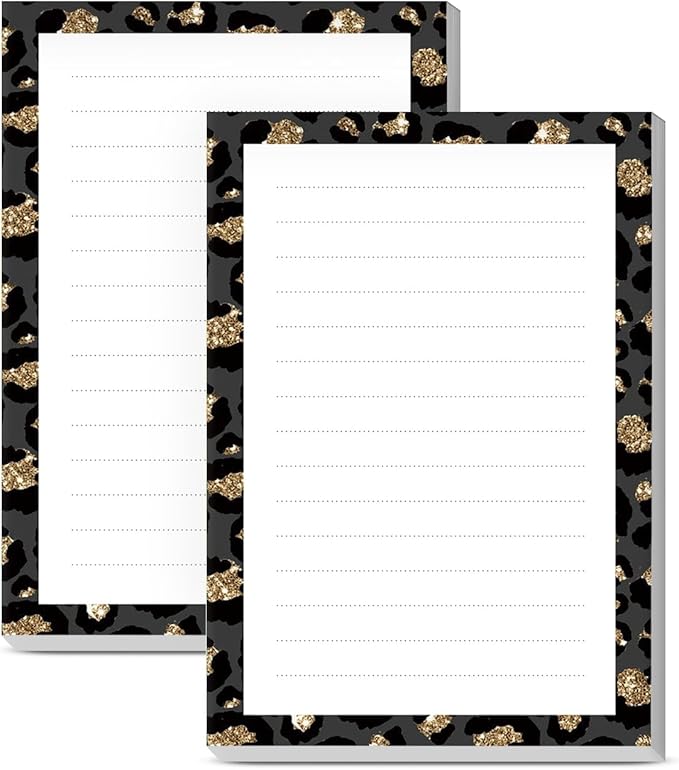 SXboxing Sticky Notes 4X6 Inches, 2 Pack Large Cute Self-Stick Pads, Bright Funny Memo Pads Easy to Stick for Home, Office Glitter Gold Leopard