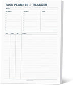 Task Planner & Tracker 8.5 x 11 Tear-Off 70 Sheet Planner Pad – Project Organizer with Time Log, Top Priority, Follow-Up – Notepad for Home & Office (White, Minimalist, 1 Pack)