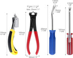 QWORK 4 Pcs Staple Remover Tool and Nail Puller Set, End Cutting Plier, V Tip Tack Pullers, for Furniture Floor Wall Car