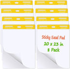 ReliThick 8 Pads Premium Sticky Easel Pad, 20 in x 23 in, White, 30 Sheets/Pad, Anchor Chart Paper for Teachers, Flip Chart Paper with Sticky, Large Self Stick Flip Chart Paper, Sticking Power