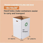Box USA 40 Gallon 18" L x 18" W x 30" H 10-Pack Cardboard Trash Cans and Recycling Bins, Reusable or Disposable Pop Up Garbage Boxes for Parties, Outdoor Events, Heavy Duty, Recycle