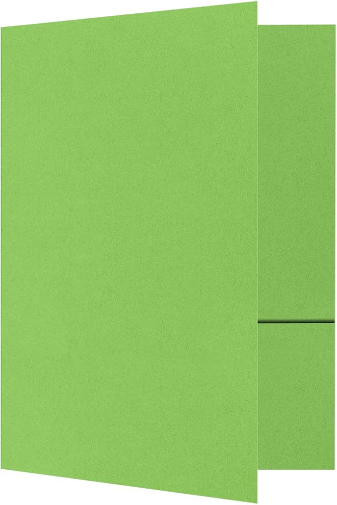 LUXPaper 9 x 12 Presentation Folders in 100 lb. Limelight with 2 Pockets, Holder for Standard 8 1/2 x 11 Paper, Professional Documents, Brochures, School Reports, 100 Pack (Lime Green)