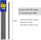 Coopay 600 Pieces Lead Refills 0.7 mm HB Break Resistant Mechanical Pencil Refills, 12 Pack Per Tube, 50 Tubes(0.7 mm)