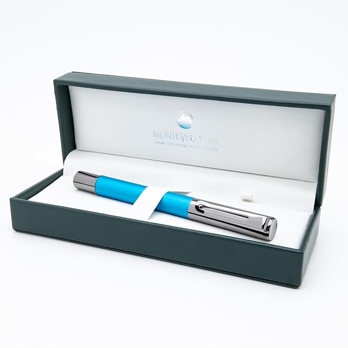 Monteverde USA Ritma Fountain Pen in Turquoise – Medium Nib, Balanced JoWo Stainless Steel, Refillable Ink Cartridge/Converter – Perfect for Professionals & Writing Enthusiasts