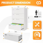 AFAIF 4 Drawer File Cabinets for Home Office, Metal Filing Cabinet with Lock, White Locking File Caninet Four Drawer, Office Storage Caninets Steel Cabnet for Letter/Legal/A4/F4-Assembly Required