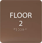 ADA CENTRAL SIGNS - 6" X6" Floor 2 Sign - ADA Compliant Tactile Graphics Grade 2 Braille Text Acrylic Wall Signs - Directional Assistance, Floor Number Safety Sign for Office, school Hospital, Apartment